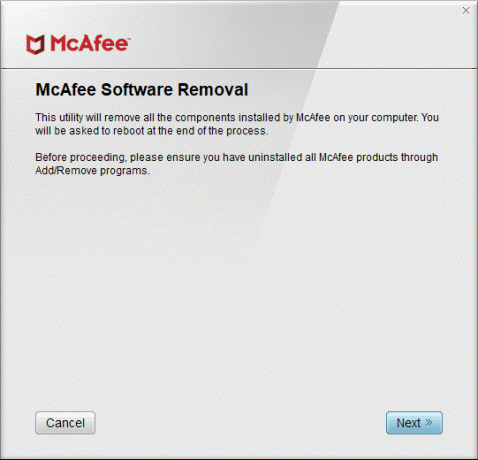 Suorita McAfee Consumer Product Removal