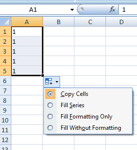 Hur man snabbt kopierar cellvärde eller fyller en serie i MS Excel