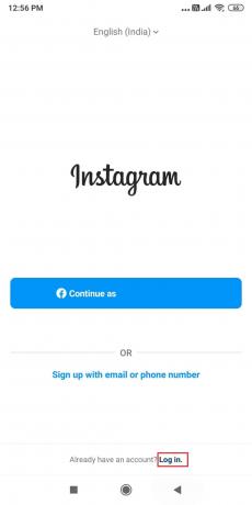 Deschideți aplicația Instagram pe dispozitivul dvs. și atingeți Conectare | Cum să piratați Instagram| pirata contul de Instagram al altcuiva