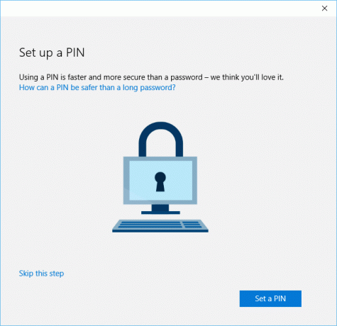 Изберете да настроите ПИН за влизане в Windows 10 или пропуснете тази стъпка