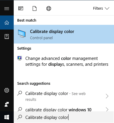 Windows arama çubuğuna Görüntü Rengini Kalibre Et yazın | Windows 10'da Ekran Çözünürlüğünü Değiştirmenin 2 Yolu