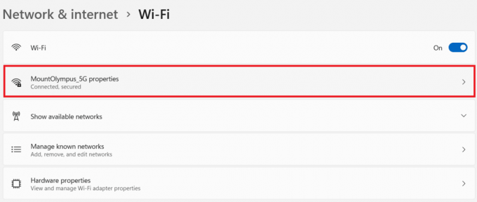 Propriedades da rede Wifi