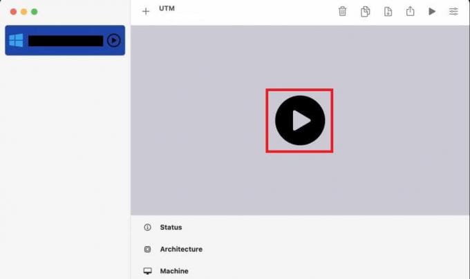 Kattintson a lejátszás gombra a virtuális gép elindításához.