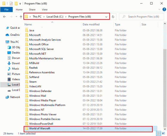 Starten Sie den Datei-Explorer, indem Sie die Tasten Windows E zusammen drücken, und navigieren Sie zum Speicherort C Program Files 86 World of Warcraft.
