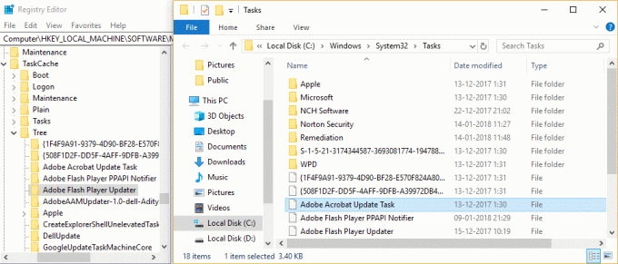 egyenként másolja ki a Tasks nevét a C:\Windows\System32\Tasks mappából, és keresse meg ezeket a feladatokat a beállításjegyzék \TaskCache\Task és \TaskCache\Tree alkulcsában.
