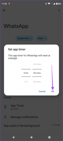 imposta il timer dell'app Android
