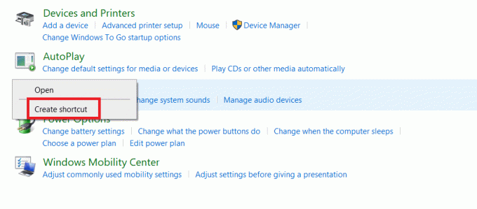 소리를 마우스 오른쪽 버튼으로 클릭하고 바로 가기 만들기를 선택합니다. Windows 10에서 사운드 제어판에 액세스하는 방법