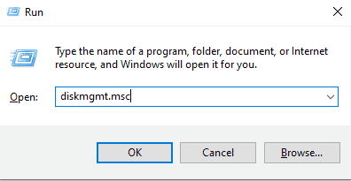 nel comando di esecuzione digitare diskmgmt.msc. Risolvi i problemi del disco rigido in Windows 10