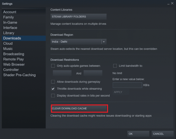 premere l'opzione Cancella cache download. Risolto il problema con il file di contenuto di Steam bloccato