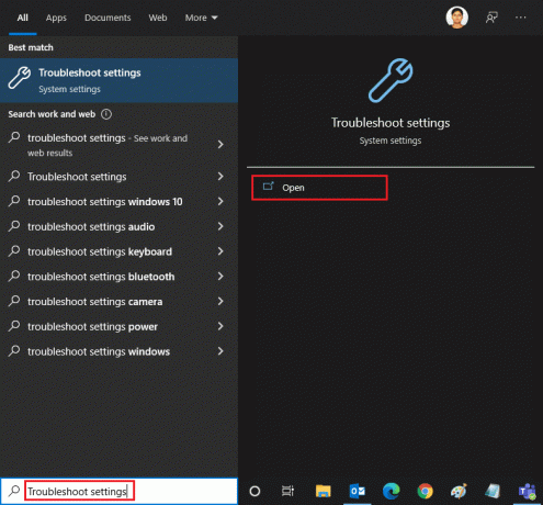 พิมพ์ Troubleshoot settings ในเมนูค้นหา