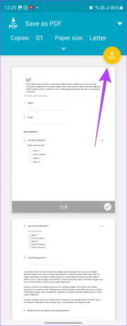 Google Form Android พิมพ์เป็น PDF