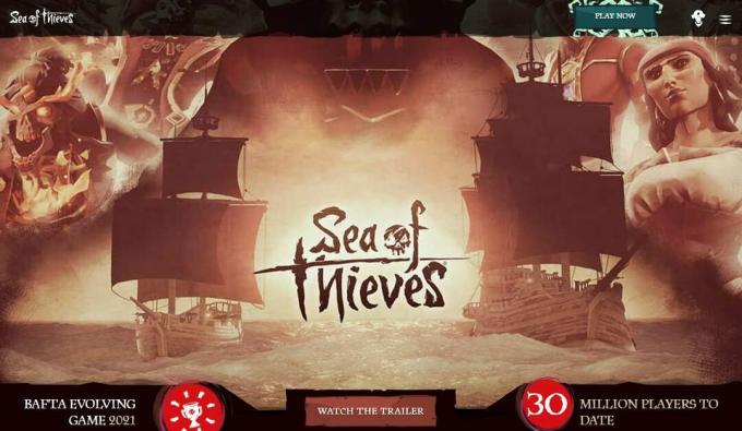 Webová stránka hry Sea of ​​Thieves