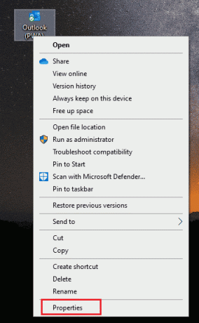 Odaberite Svojstva. Fix Outlook je naišao na pogrešku koja ga sprječava da ispravno radi