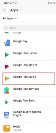 Wählen Sie Google Play Musik aus der Liste der Apps aus