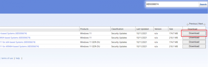 Klicken Sie auf die Schaltfläche Download neben dem jeweiligen Update, um das Update im Microsoft Update-Katalog herunterzuladen
