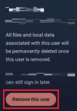 Знову натисніть «Видалити цього користувача», щоб підтвердити процес