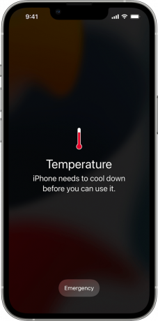iPhone temperatūras brīdinājuma paziņojums