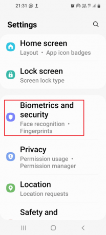 Tocca la scheda Dati biometrici e sicurezza