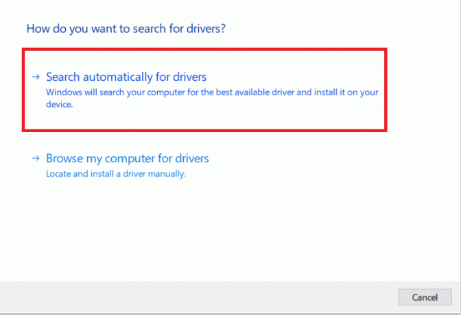 [ドライバーを自動的に検索する]を選択をクリックします
