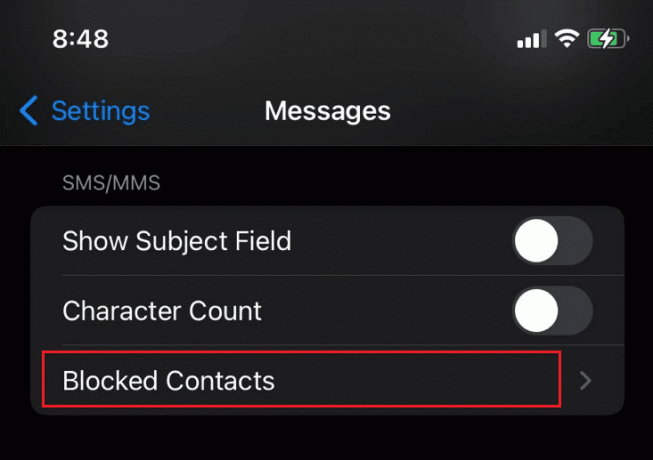 Stuknij w Zablokowane kontakty | Jak zablokować numer przed dzwonieniem i wysyłaniem SMS-ów w T-Mobile?
