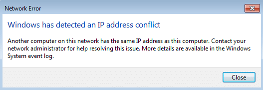 popraviti Windows je zaznal spor naslovov IP