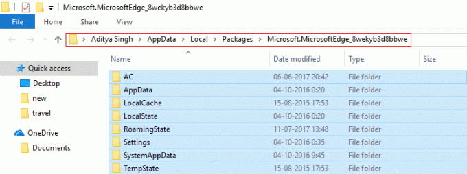 Usuń wszystko w Microsoft. MicrosoftEdge_8wekyb3d8bbwe folder