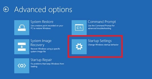 Wählen Sie Starteinstellungen. Fix Yellow Screen of Death Error in Windows 10