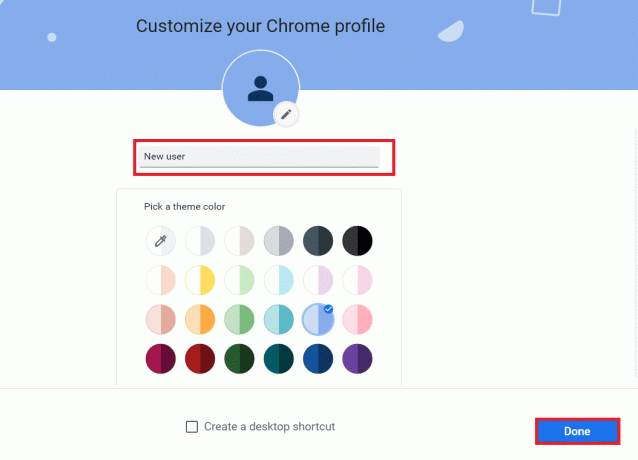 personalice su perfil agregando el nombre, la imagen de perfil y el color del tema que desee