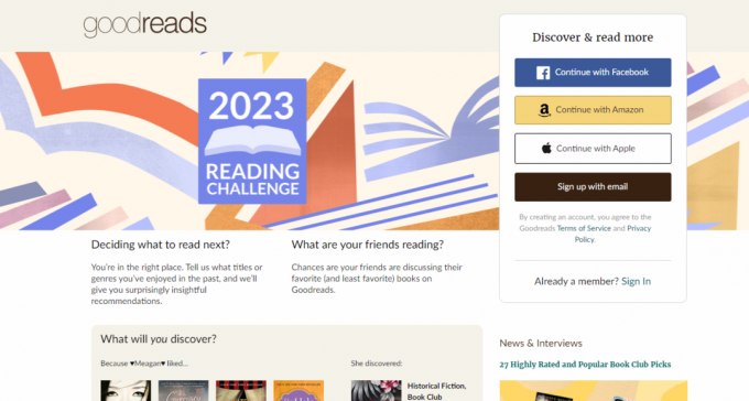 Goodreads-Homepage