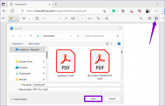 Microsoft Edge의 내장 PDF 편집기를 사용하여 편집된 PDF 저장