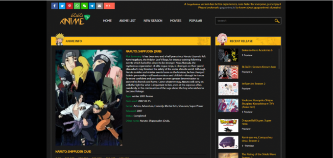 Gogoanime. 21 Beste Website, um Naruto Shippuden zu sehen