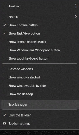 Klicken Sie mit der rechten Maustaste auf die Taskleiste und wählen Sie Task-Manager | Fix Mauszeiger verschwindet in Chrome