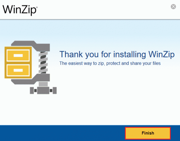 WinZip इंस्टॉल करने के बाद फिनिश पर क्लिक करें। सबसे अच्छा मुफ्त ज़िप फ़ाइल कनवर्टर