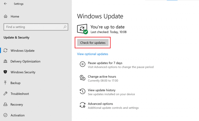 Suchen Sie nach Windows-Updates. Fix Eingabeaufforderung erscheint dann unter Windows 10