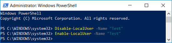 Ota käyttäjätili käyttöön PowerShell | Ota käyttäjätilit käyttöön tai poista ne käytöstä Windows 10:ssä