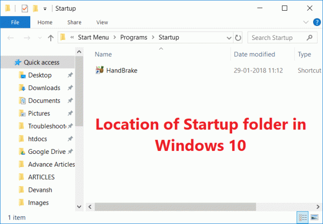 Dov'è la cartella di avvio in Windows 10?