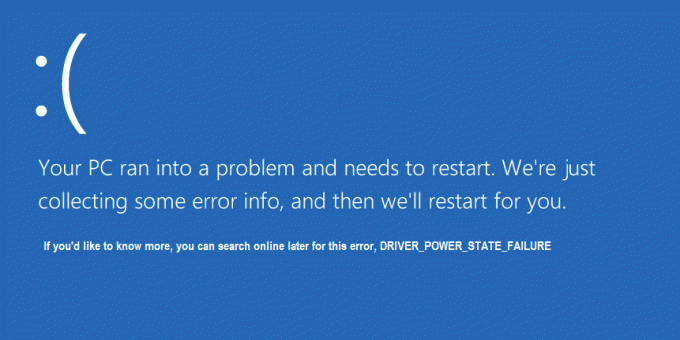 สถานะพลังงานของไดรเวอร์ล้มเหลวใน Windows 10