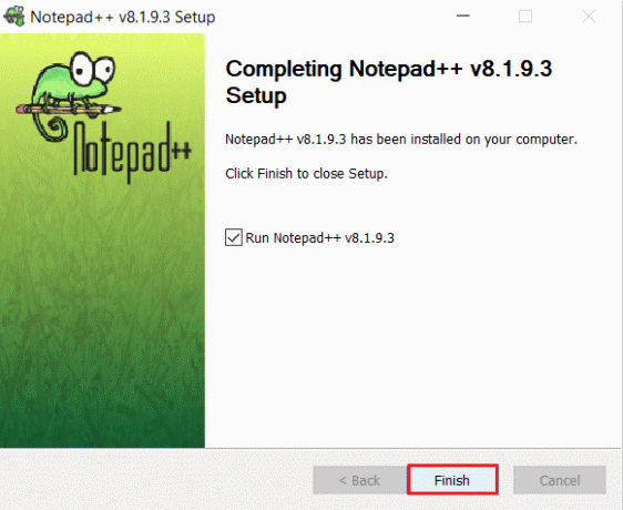 faceți clic pe Terminare după ce se termină instalarea Notepad plus plus