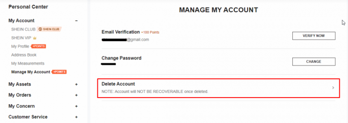 Administrer min konto menu. Sådan sletter du SHEIN-konto