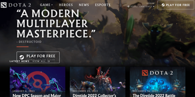 Pagina web DOTA 2. 23 de cele mai bune jocuri de servicii live