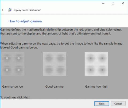 Pozrite si príklady gama a potom kliknite na Ďalej | Ako kalibrovať farbu zobrazenia monitora v systéme Windows 10