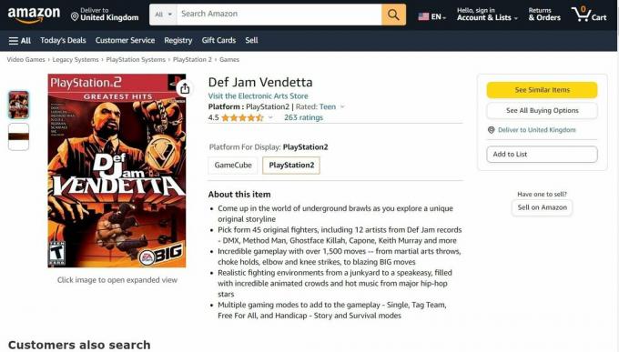 Def Jam Vendetta vietnē Amazon