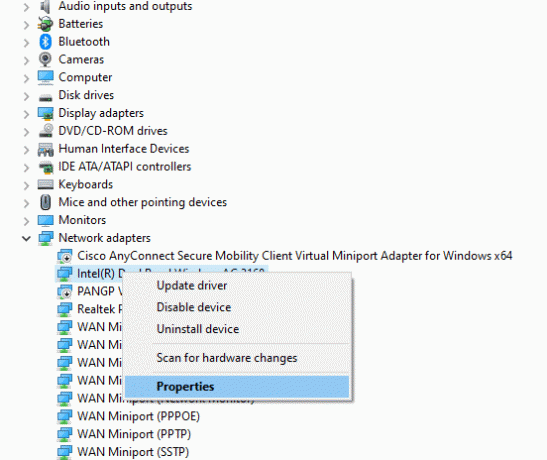 Στη συνέχεια, κάντε δεξί κλικ στον προσαρμογέα δικτύου σας και επιλέξτε την επιλογή Ιδιότητες όπως φαίνεται.