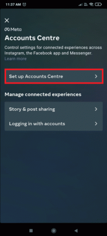 Konfigurer Accounts Center på Instagram