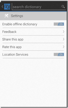 Android 1 Başparmak için Sözlük Uygulaması