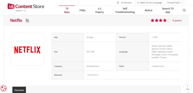 válassza a Netflix alkalmazást az LG Content Store-ban