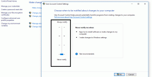 გამორთეთ მომხმარებლის ანგარიშის კონტროლი (UAC) Windows 10-ში