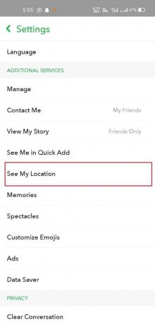 Procure o menu ‘Ver minha localização’ e abra-o