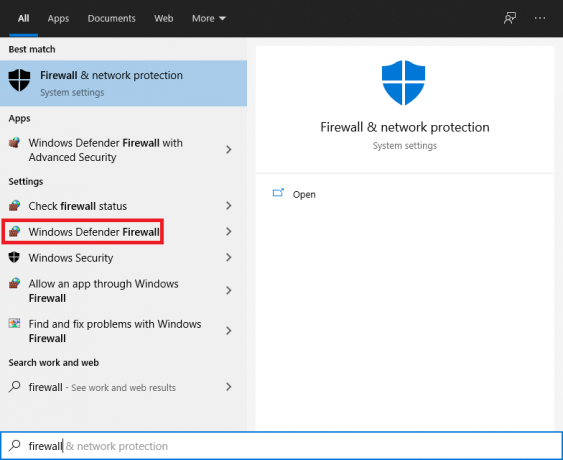 Ανοίξτε το Τείχος προστασίας του Windows Defender στον πίνακα ελέγχου