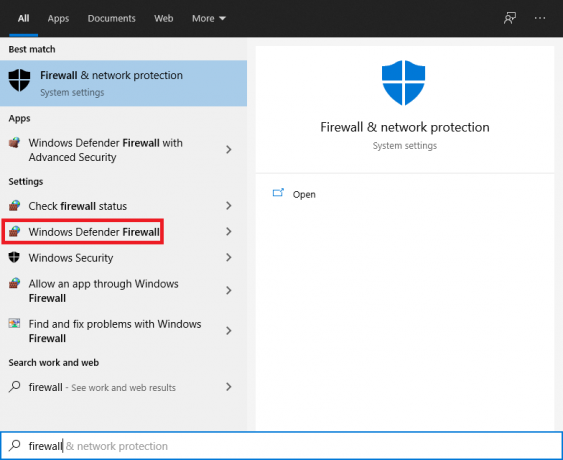 Abra o Firewall do Windows Defender no painel de controle